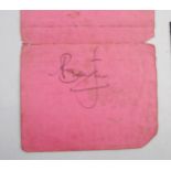 Brian Jones' autograph on a Craw Daddy Rhythm and Blues Club membership card of London, along with a