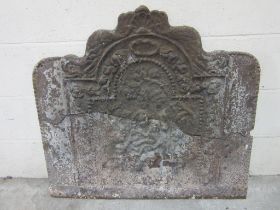 A large antique cast iron fire back (repaired) 90cm x 83cm