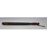 A Victorian truncheon with gilded crown, W.R and 86, length 49cm