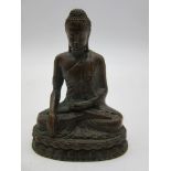 A small bronze figure of Buddha sitting on lotus throne, 10cm height