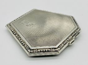 A hallmarked silver Art Deco compact