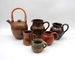 A collection of various studio pottery, including some with marks