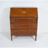 An Edwardian inlaid mahogany bureau - length 75cm, depth 40cm, height 95cm