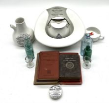 A collection of vintage medical related items including a "Dr Nelsons Improved Inhaler" and a "