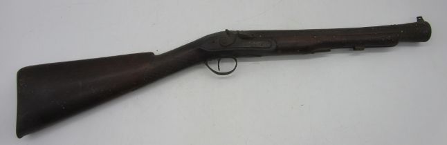 An 18th century steel barrelled flintlock blunderbuss, the barrel engraved London and various