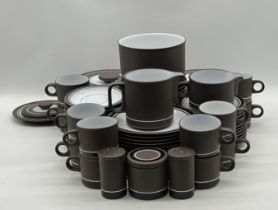 A large collection of vintage Lancaster Vitramic Contrast 1978 Hornsea England Cups, saucers,