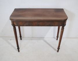 A Georgian mahogany folding tea table - length 91cm, depth 45cm, height 75cm