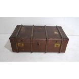 A vintage travel trunk, named to 'M Trump' - length 92cm