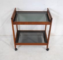 A mid century tea trolley with smoked glass - length 61.5cm, depth 42cm, height 69cm