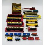 A collection of vintage OO gauge model railway coaches, rolling stock etc including four Hornby