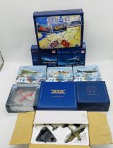 A collection of boxed aviation die-cast display model planes including two by Hobby Master, three by