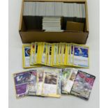 A box of modern Pokemon cards including Sword & Shield, Astral Radiance with some holographic cards
