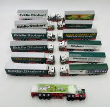 A collection of thirteen unboxed Eddie Stobart die-cast lorries including Amelia Ella, Ellie Louise,