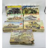 A collection of seven boxed Airfix military model plastic kits (all 1:35 scale) including Dodge