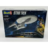 A boxed Revell Star Trek plastic model kit of 'USS Enterprise NCC-1701 - 1:500 scale (04882)