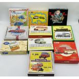 A collection of ten boxed various Corgi die-cast buses and coaches (some double packs) including