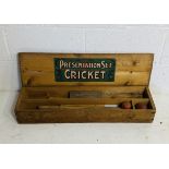 A vintage boxed "The Presentation Set of Cricket" comprising of two sets of wickets and cricket ball