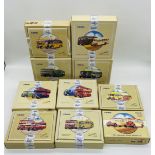 A collection of ten boxed Corgi Commercials die-cast buses and coaches double packed sets