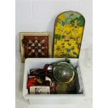 A mixed lot of various toys and games including, bagatelle, ring-a-hoop board, tiddly winks,