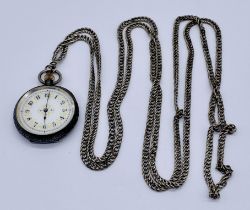 A continental silver fob watch on SCM long guard chain