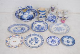 A quantity of various ceramics, including a Mintons blue and white jug and bowl, a T G Green jug