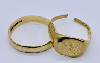 Two scrap 9ct gold rings, total weight 8.9g