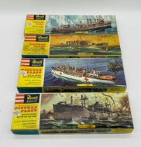 A collection of four boxed Revell "Picture Fleet" War Ships authentic plastic model kits including