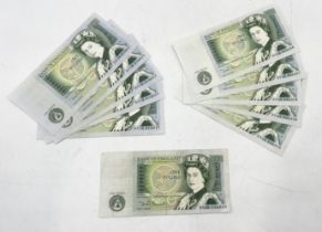 A collection of ten uncirculated Great Britain £1 notes (1978 - 1984) with D.H.F Somerset