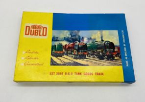 A boxed Hornby Dublo Electric Set 2016 2 Rail 0-6-2 Tank Goods Train set with instructions,