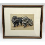 Eleanor Ludgate (British, 20th Century) "Sue and William" watercolour of two small black dogs