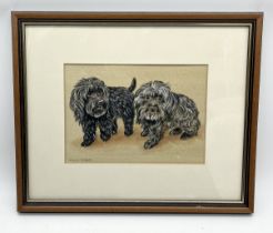 Eleanor Ludgate (British, 20th Century) "Sue and William" watercolour of two small black dogs