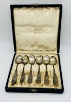 A cased set of six 830 grade coffee spoons designed by Brødrene Lohne, Bergen