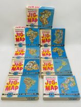 A collection of nine boxed Waddington's Shaped Jig-Map puzzles including South Europe, New