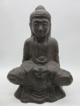 A patinated pottery Thai Buddha, approx. 42cm height
