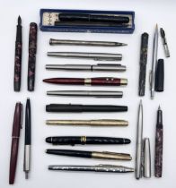 A large collection of vintage pens including Parker, Waterman's, Marksman, Kingswood, Onoto etc.