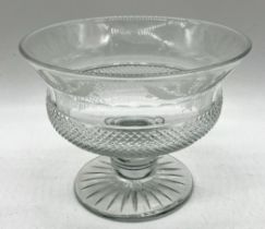 An Edinburgh crystal bowl with etched thistle decoration diameter 20cm, along with a tankard,