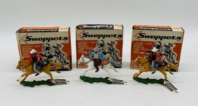 Three boxed Britains Swoppets Cowboy Bank Robber Mounted model figures (631)