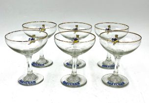 A collection of six vintage Babycham glasses