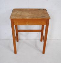 A vintage wooden school desk - length 62cm, depth 45.5cm, height 76.5cm