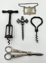 A collection of items including an S. Maw & Son London champagne tap with Fleur de Lys handle,