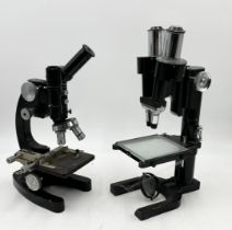 Two microscopes, "Greenough" by Waston & Sons Ltd and the other by Cooke, Troughton & Simms