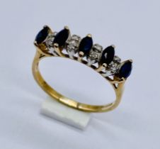 A 9ct gold sapphire and diamond dress ring