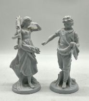 A pair of Blanc de Chine porcelain classical style figurines.