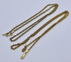 Two 9ct gold chains, total weight 11.7g