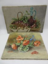 Two oil on canvas still life paintings both signed to lower right, one dated 1914