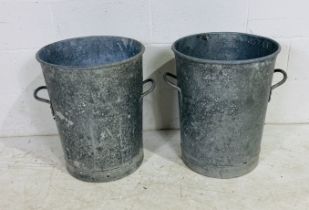 A pair of galvanised bins - no lids