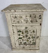 A painted pine cupboard with single drawer