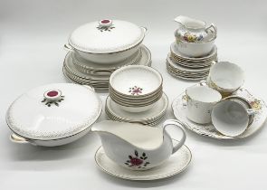 A Royal Doulton "Sweetheart Rose" pattern part dinner service along with Collingwoods part tea set
