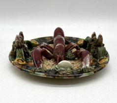 A Majolica Lobster wall hanging plate.