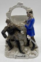 A continental porcelain watch holder "Gravelotte" depicting Kaiser Wilhelm